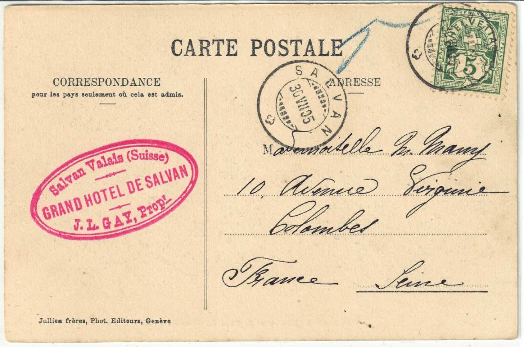 Cartoline postali: Salvan - Vue generale – Usato da Ettingen venduto da Kartenplanet 1