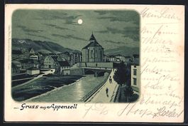 Litho Appenzell, Teilansicht mit Brücke