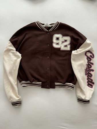 H&M Varsity Jacket Brown/Cream Gr. XS