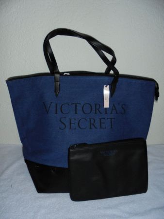 VICTORIA'S GROSSE JEANS-TASCHE / SHOPPER + KLEINES TÄSCHCHEN