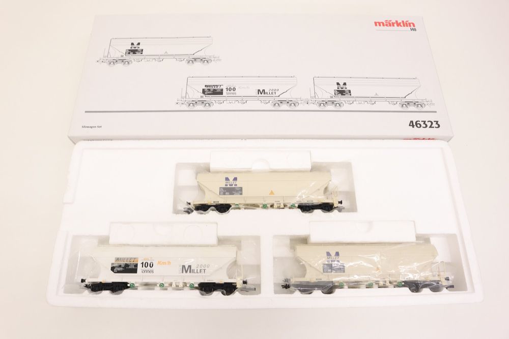 Wagon Marklin 46321 – 3 Silos (silowagen) – échelle H0 – Neuf – Courant Alternatif