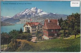 Kurhaus Grubisbalm ob Vitznau mit Pilatus - Litho