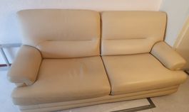 Canapé cuir jaune beige (crème)