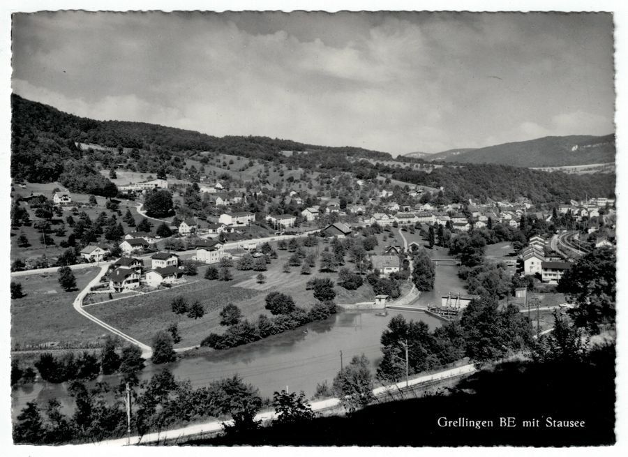 Cartoline postali: Grellingen mit Stausee, um 1955-60 – Usato da Frauenfeld venduto da POML