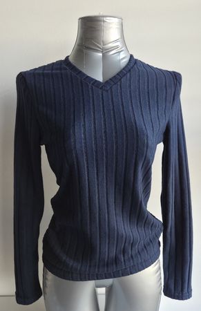 Y2K Navy Blue Ribbed Longsleeve S, NEU