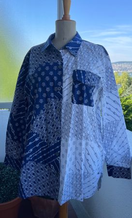 Tommy Hilfiger Hemdbluse, Grösse 44, blauweiss gemustert