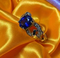 Blauer Saphir 💎✨ Silber 925 Ring vergoldet