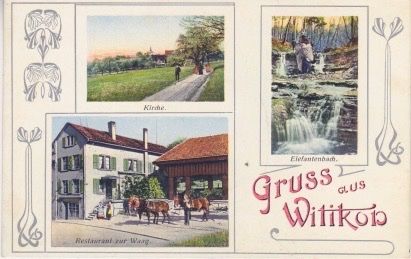 Cartoline postali: Gruss aus WITIKON, alte Ansichtskarte mit 3 Bilder. – Usato da Schlieren venduto da petros38