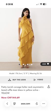 Pretty Lavish Ruffle Maxi Dress Yellow Ochre Size 8