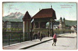 Relief-AK Luzern, Kapellbrücke und Jesu
