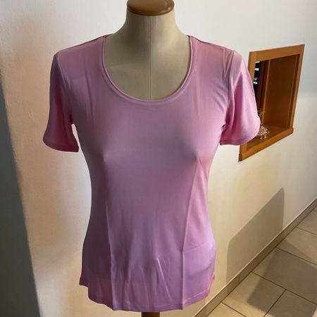 Damen KA Rundhals 100% Seide TSHIRT Conmani rosa S