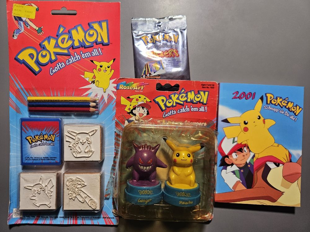 Pokemon Vintage Set: Stempel, Sticker, Bleistift, Heft - RAR (Neu und ...