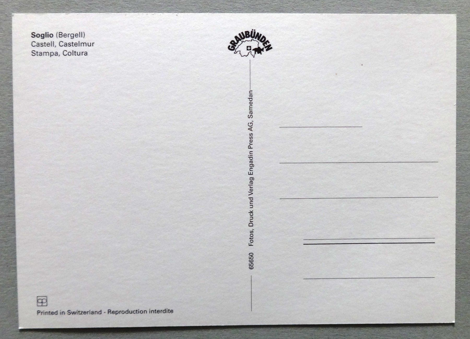 Cartoline postali: Soglio (Bergell) – Usato da Fétigny venduto da Billy2miny 1