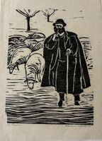 Willy Biefer (1899-1983), Orig. Holzschnitt, Schafhirt