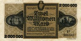 Crefeld 2 Mil.Mark Reihe P 11.08.1923 SS++-VZ
