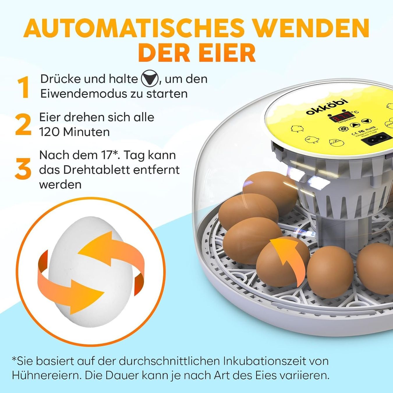 Altro in Accessori per animali: Brutautomat Vollautomatisch Eier Wenden 12-24 Eier – Nuovo e nell'imballaggio originale da Schaffhausen venduto da Gipfelgut 4