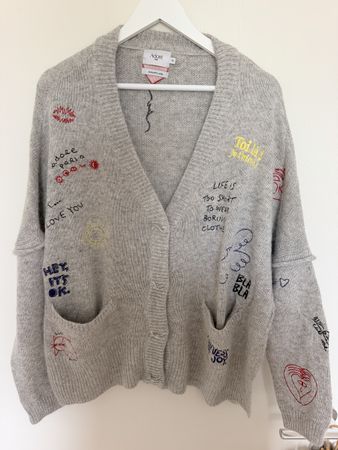 Gilet femme gris Adore brodé taille unique