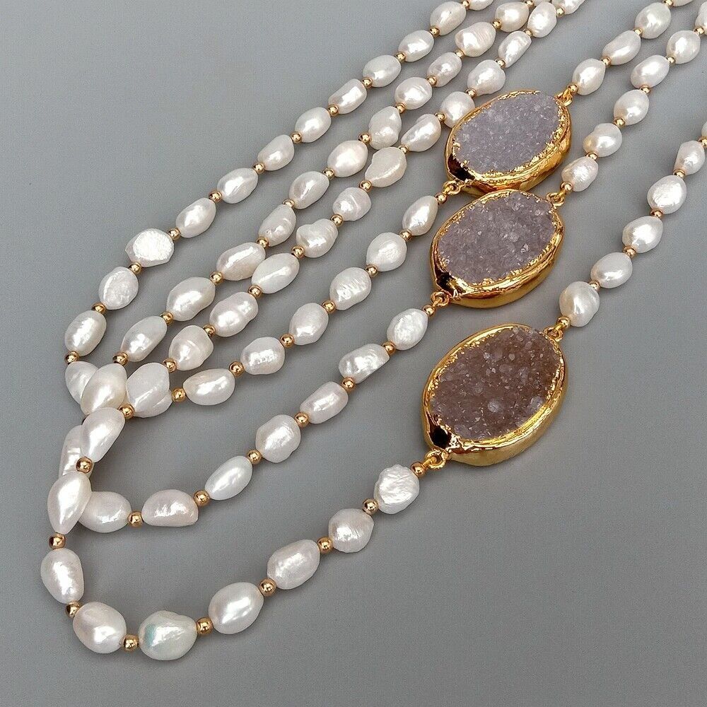Catenine: Druzy Quarz Perlen Kette Collier Perle Perlenkette Echt 1 cm – Nuovo (secondo la descrizione) da Prilly venduto da ilyria73