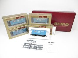 Bemo H0m 7482 100 RhB Güterwagen Viererset CARGO DOMIZIL