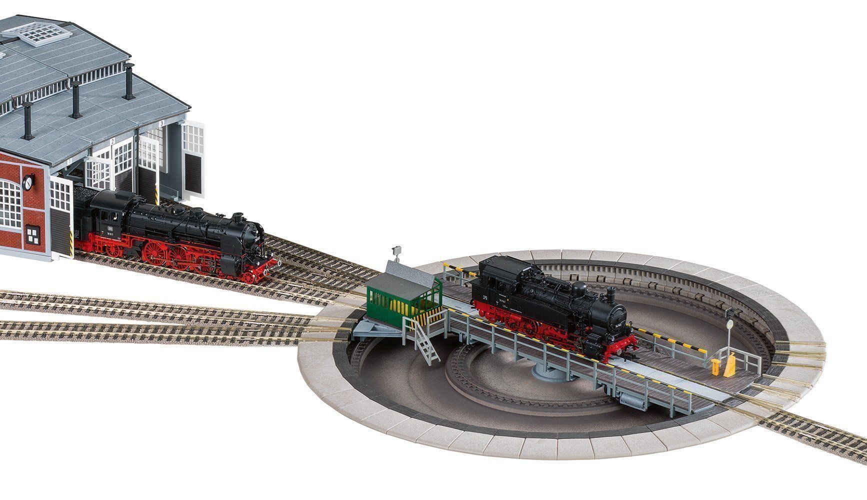 Fleischmann Modellini di ferrovie: Fleischmann - Bahnbetriebswerk-Set 5-teilig HO/DC – Nuovo e nell'imballaggio originale da Rotkreuz venduto da MOBAHN-1zu87 3