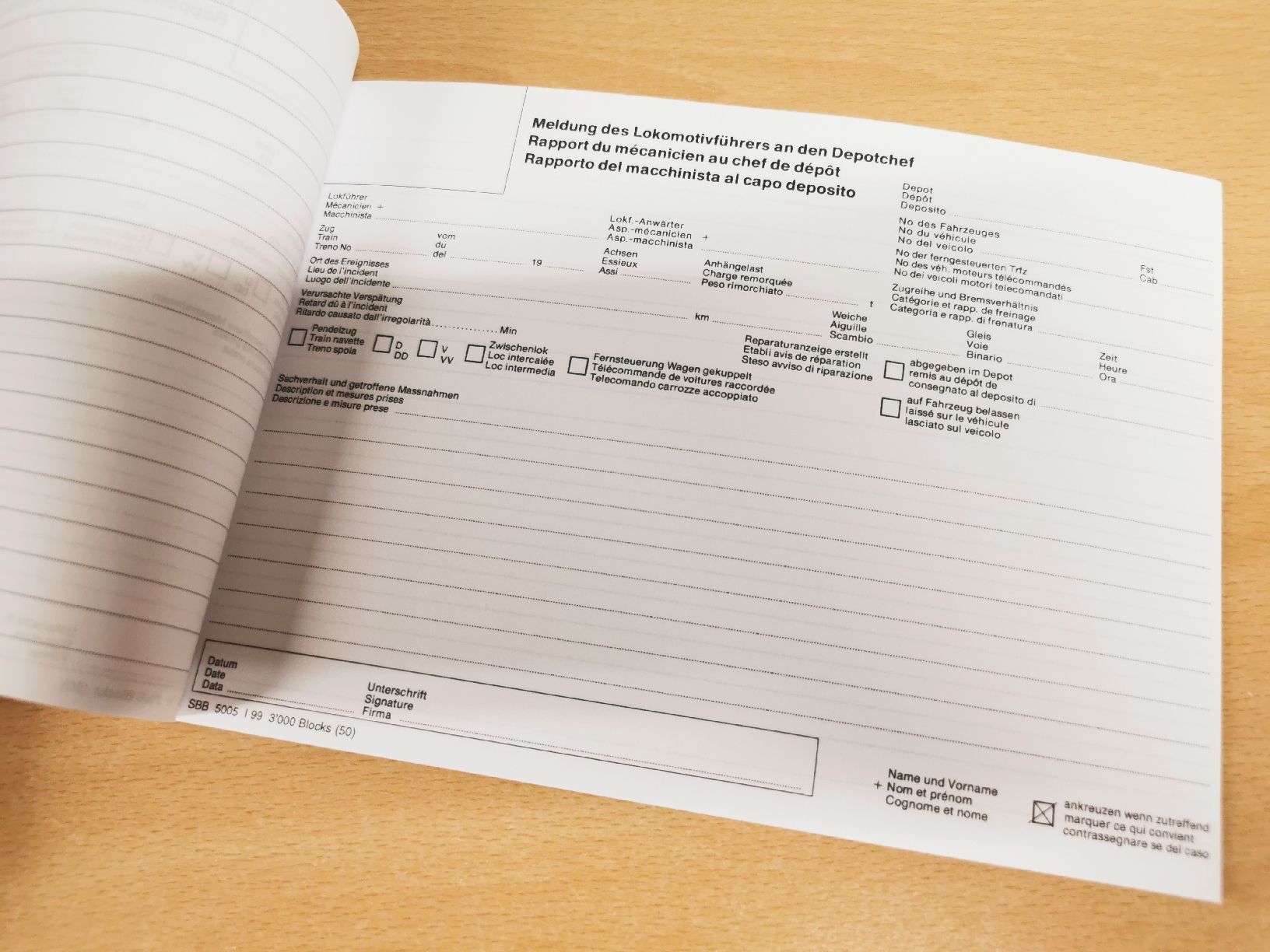 SBB/CFF/FFS Documenti: SBB Formular-Block – Nuovo e nell'imballaggio originale da Sattel venduto da tomvospiez