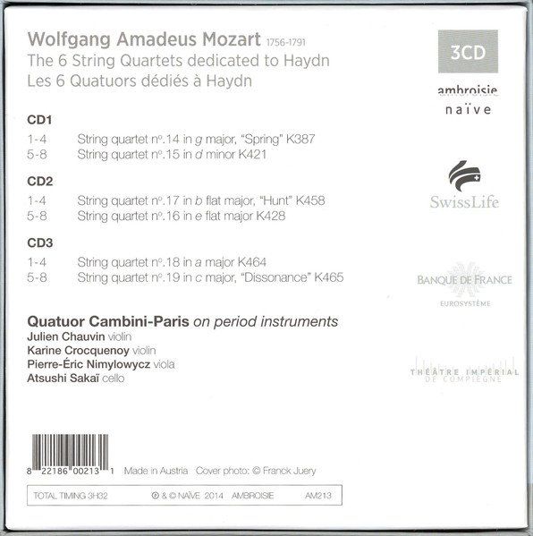 CD: 3-CD-Box A. Mozart - 6 string quartets (2014) – Usato da Möriken AG venduto da mineralia 1
