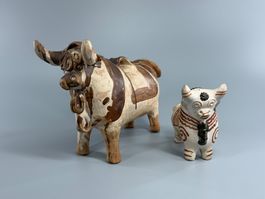 Terrakotta Stier Figuren Set (Pucara Keramik)