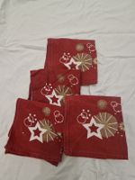 4 Weihnachts Stoffservietten Rot Gold ca. 23 x 23 cm