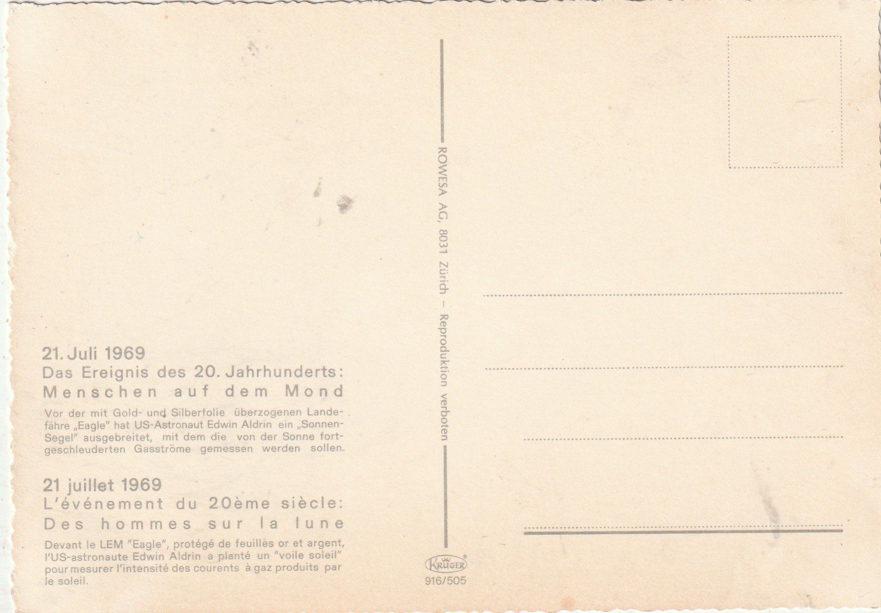 Cartes postales: Mondlandung 1969 – D'occasion à Lumbrein par made02 1
