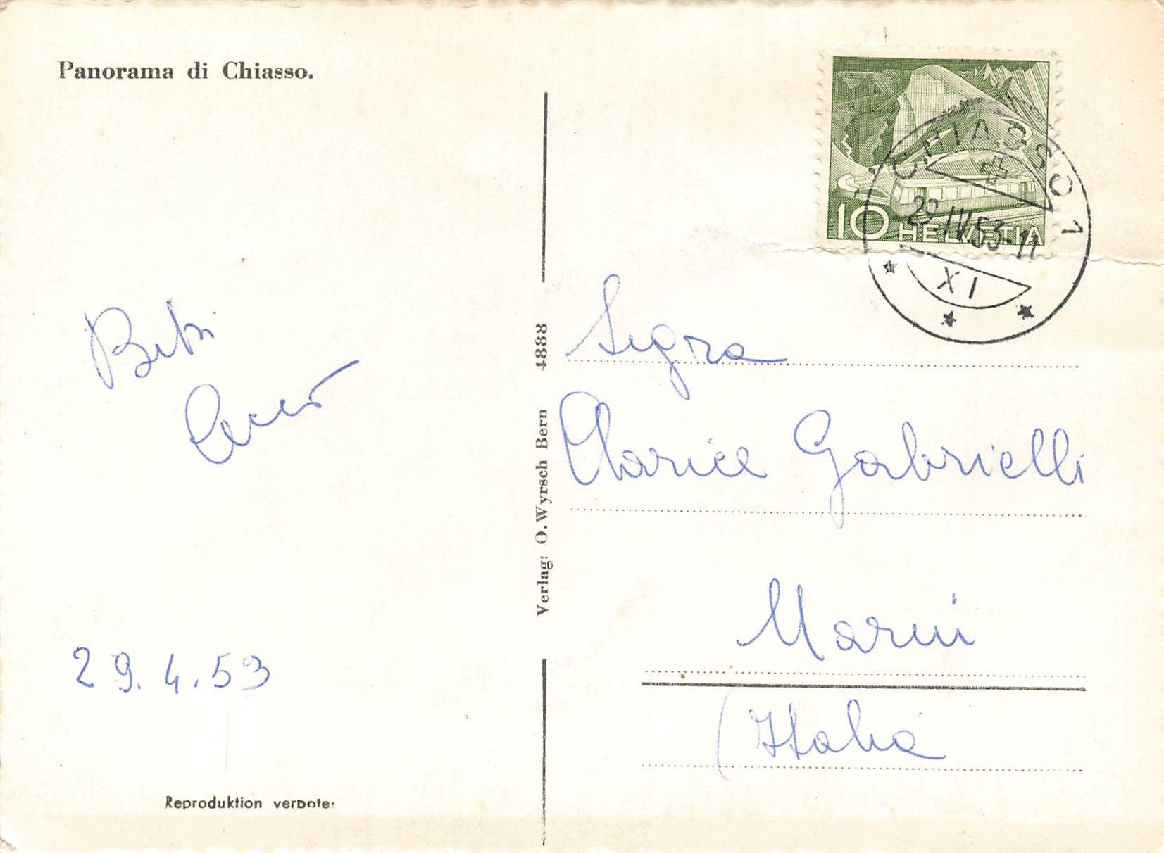 Cartoline postali: Chiasso TI - Panorama di Chiasso – Usato da Biasca venduto da Blenio71 1