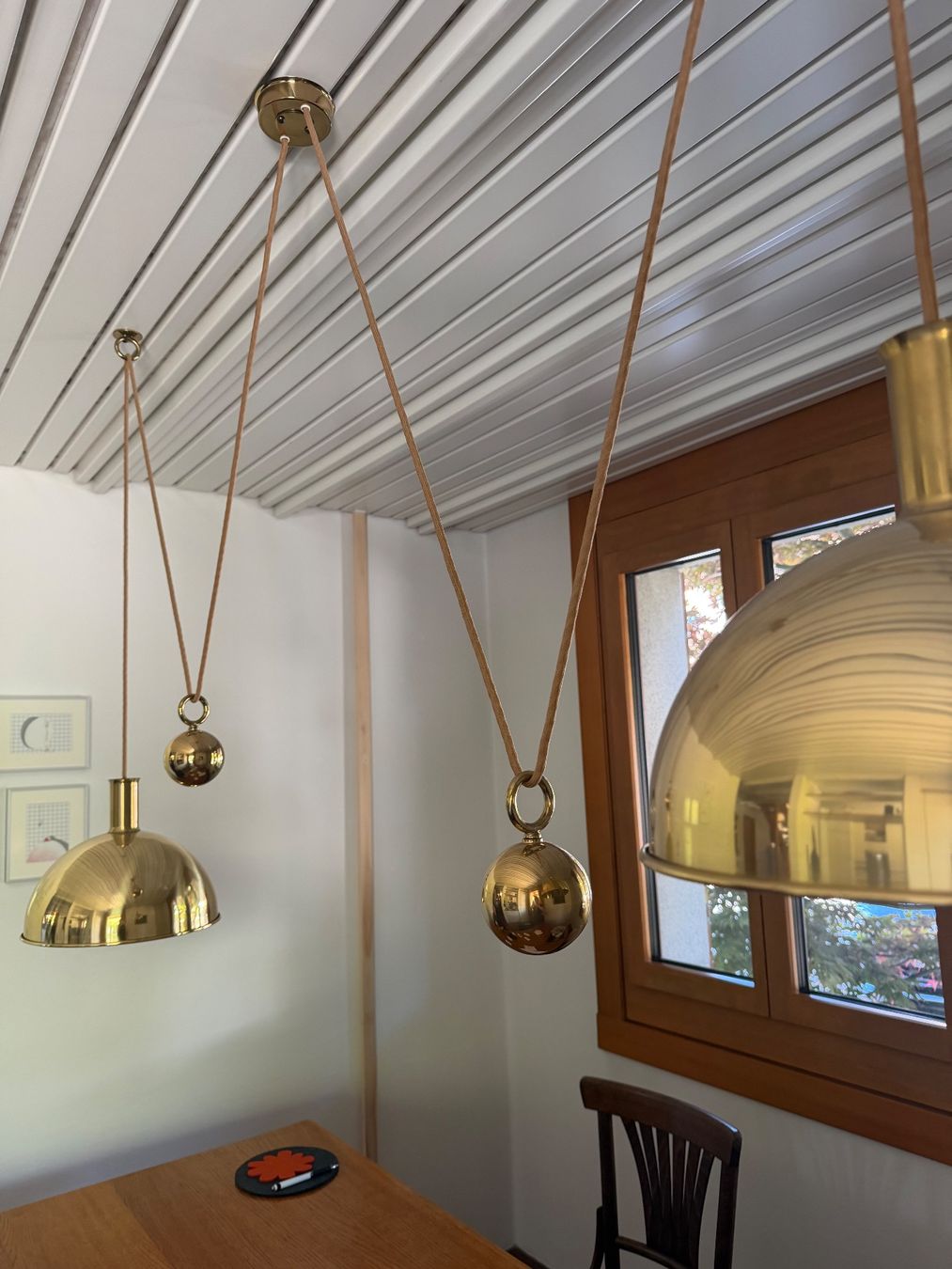 Lampadari & plafoniere: Hängelampe Messing handgebürstet mit Seilzug – Usato da Wettswil venduto da AmlaB 1