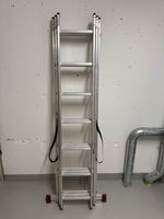 Krause Sprossenleiter 3-teilig, 3x7 Sprossen, Alu, Top Zust