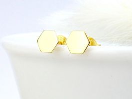 Ohrringe Hexagon 925 Silber 14k vergoldet