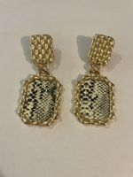 Gold Statement Earrings Snake Print Vintage Style
