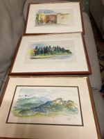 3 Aquarelle J.Krusch gerahmt aus den 80zigern