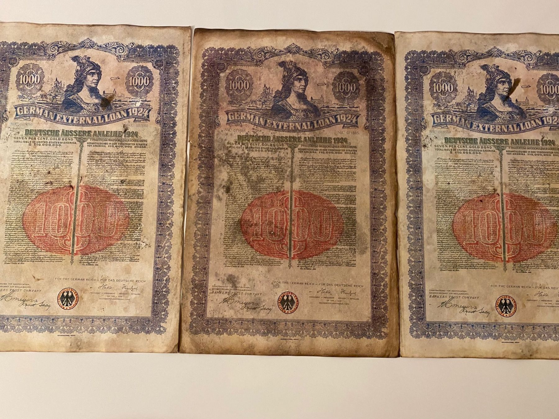Banconote: German 1924 External Loan uncancelled bonds $1000 Dollars – Usato da Adliswil venduto da Gjilanasi04
