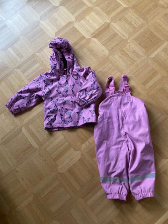 Regen-Set Kinder Jacke und Hose rosa Schmetterling Gr. 80