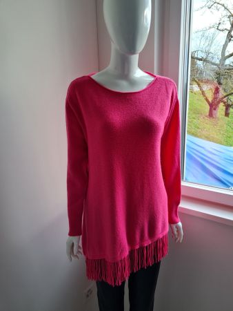 Pinker Fransen-Pullover, Grösse L/XL,