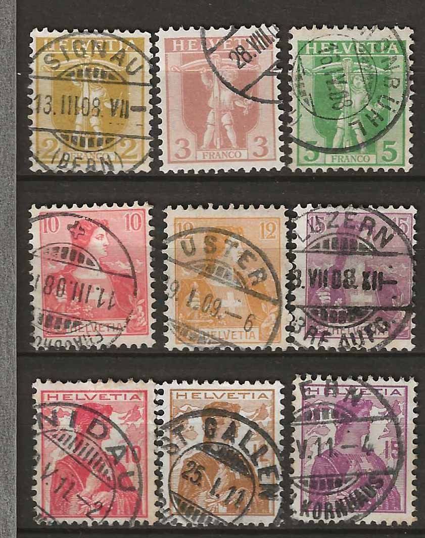Tutti i francobolli: CH101 - 3 séries 1907-1909 obl. – Usato da Trélex venduto da Phil_Albert
