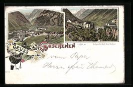 Litho Göschenen, Ortsansicht aus der Vo