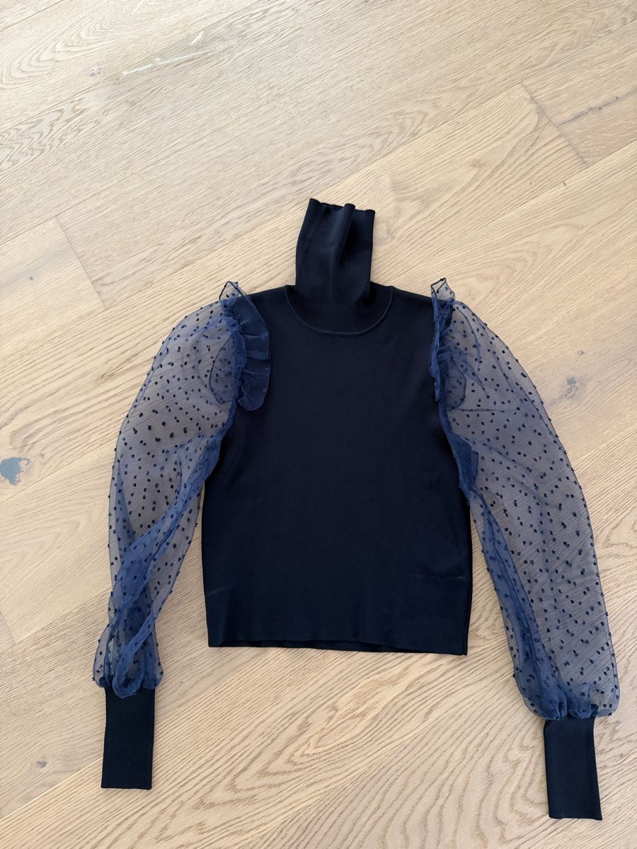 Zara Maglioni & Felpe: Schicker Rollkragenpullover mit Tüllärmel, Grösse S – Usato da Richterswil venduto da KAYLEIGH_77 1