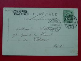 1902: Bahnpost von ST.MAURICE (VS) nach PARIS mit 65B