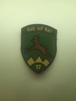 BADGE ECUSSON MILITAIRE SUISSE GEB INF BAT 17
