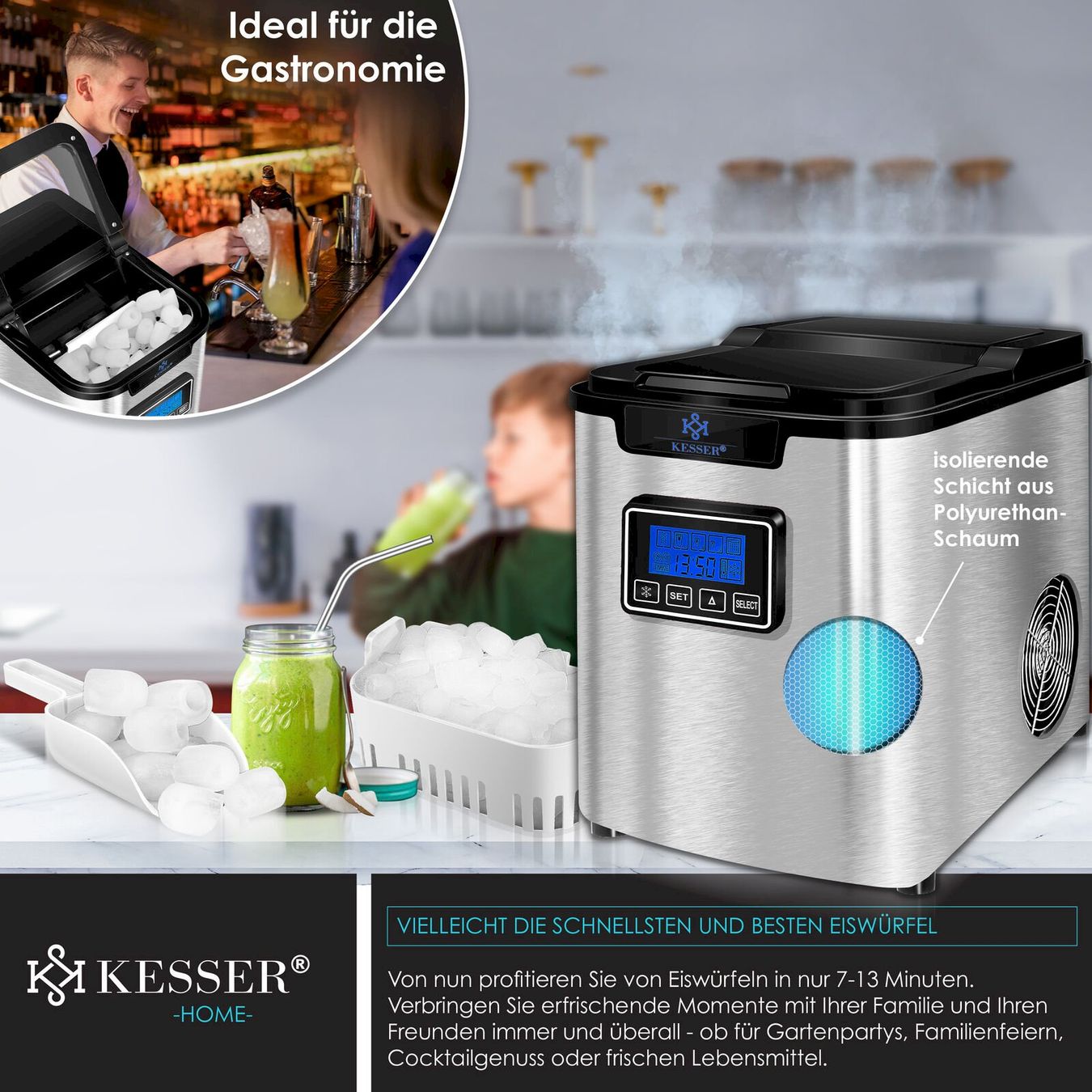 Attrezzatura professionale & Gastronomia: KESSER Eiswürfelbereiter 2,2L – Nuovo e nell'imballaggio originale da Bottighofen venduto da zaap 3