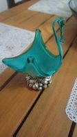 Schwan Bonboniere Glas Metall Silberfarben Vintage Deko Figu