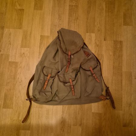 Sac à dos vintage en toile et cuir, couleur olive