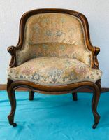 fauteuil  Louis Phillipe velours or avec motif fleurs
