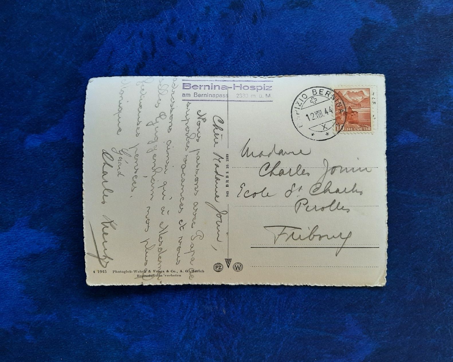 Cartoline postali: Ansichtskarte Bernina Hospitz, gest. 1944 – Usato da Marly venduto da neu-adlerauge65 1