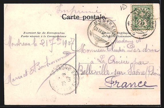 Cartoline postali: AK Montreux, Vue générale, 1907 – Usato da Berlin venduto da bartko-reher 1