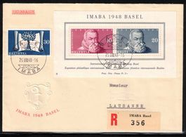 1948 IMABA Block auf Brief mit Werbemarke